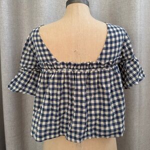 Zara gingham crop top with ruffle sleeve